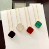 Metal luxury chains girls trendy designer necklaces four leaf plated gold jewelry for women multicolor gemstone clover charms necklaces women delicate ZB002 C23