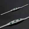 Halskette Ohrringe Set Sparking Green Cz Frauen Braut Hochzeit Dubai Saudi Arabien Schmuck Zirkon Kristallparty Geschenk