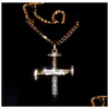 Colliers pendentifs Grossiste - Collier Punk Trendy Mâle 18K Or Couleur Crucifix Croix Jésus Pendentifs Hommes Bijoux Cadeaux Cadeau De Noël Dhapo