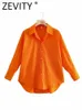 Zevity Женские однобортные рубашки из поплина ярких цветов, офисная женская блузка с длинными рукавами, Roupas, шикарные топы-сорочки LS9114 240125