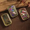 Miroirs Miroir Vintage européen en métal Relief Compact filles poche Double miroir pliant main Rectangle cosmétique grossissant miroir de maquillage