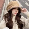 Berets Woman's Winter Beret Hat Octagonal Hats For Women Retro Solid Color Velvet Sboy Cap Female Keep Warm Gorro Bucket