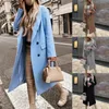 Women Casual Warm Wool Jacket Korean Style Winter Outwear Coat Loose Open Front Long Sleeve Overcoat Retro Pea Coat For Female 240122