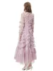 Robe longue extravagante pour femmes, boîte de nuit, haute qualité, mode violet, Beige, rose, maille, jolie fête, Chic, à volants, pour femme