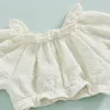 Vêtements d'été pour bébés filles, 2 pièces, vêtements en lin à volants, costume décontracté à manches courtes bouffantes, hauts et shorts pour enfants de 0 à 4 ans