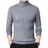 Men's Sweaters Knitted Top Sweater Holiday Knit Long Sleeve Medium Stretch Solid Color Turtleneck Brand