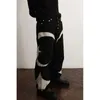 Y2K Men Black Baggy Jeans skarvad läder High Street Loose Straight Casual Trousers Hip Hop Harajuku Pants Streetwear 240124