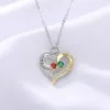 Necklaces 925 Sterling Silver Personalized Heart Necklace with 15 Birthstones Customized Engraved Name Mothers Pendants New Year Gifts