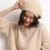 Berretti Cappello in cashmere Autunno e inverno Berretto ceroso morbido lavorato a maglia casual da donna Baotou a doppio filo