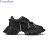 Dress Shoes Casual Thick-soled Dad for Women Round Toe Metal Chain Laces Versatile Sneakers