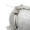 Sliver Diamanten Strass Ronde Bal Avondtassen Voor Vrouwen Mode Mini Kwasten Clutch Bag Dames Ring Handtas Koppelingen 240125