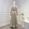 Casual Dresses 2024 Summer Sexy Lady Holiday White Grey Sleeveless Deep V Neck Women Top Quality Linen Maxi