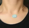 Colliers Style turc fin 925 argent mauvais œil collier pour femmes longue 18 "chaîne cristal turquoises pierre yeux colliers pendentifs