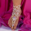 Stonefans Rhinestone Butterfly Finger Anklet Bracelet for Women Accessories Statement Belly Dance Jewelry 240125