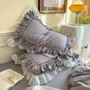 Cotton Pillowcase With Lace Decor Bedroom Decorative Princess Embroided Pillow Cases Girls Room Pink White Pillow Cover 12PC 240118