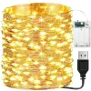 5M 10m Wodoodporne światła LED Baterii USB Smyt Copper Drut Wai Garland Lamp Lampa Świąteczna przyjęcie świąteczne Świąteczne oświetlenie