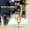 Réplique de Saxophone Alto Miniature, modèle musical, avec support et étui, ornements plaqués or, 240124