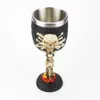 Gothic Goblet 3D Viking Stainless Steel Resin Skull Wine Dragon Claw Skeleton Spine Whiskey Cup Glass for Halloween 240127