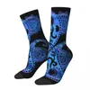 Chaussettes homme aquarelle bleu cajou décoration motif Paisley géométrie plantes lignes unisexe hiver Hip Hop Happy