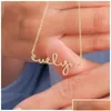 Collane con ciondolo Collana con nome di diamanti Collana personalizzata scritta a mano in cristallo personalizzato per le donne Regali con zirconi 220716 Consegna a goccia Gioielli Dhjpl