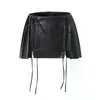 Skirts Harajuku Skirt Kawaii Y2k Clothes Faux Leather For Woman Black Mini PU High Waist Pleated With Shorts