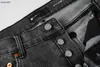 Designer dżinsy dla męskich spodnie fioletowe dżinsy fioletowe dżinsy męskie dżinsy w trudnej sytuacji czarny motocyklista szczupły motocykl mans ułożone dżinsy dżinsy 27 stycznia