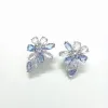 Earrings High quality women's blue flower earrings, suitable for beautiful women to wear, free shipping