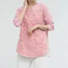 Women's Blouses Women Top V Neck Flower Embroidery Loose Vinatge Lady Long Sleeve Soft Pullover Casual Spring Fall T-shirt
