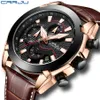 CRRJU Mens Fashion Sport Watches Men Quartz stopwatch Date Clock Male Leather Military Waterproof Watch Relogio Masculino200w