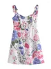 Casual Dresses Summer Women French Style Prairie Chic Floral Print Sexy Sling Chiffon Dress Elegant Square Neck Ladies Short Sundress