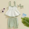 Clothing Sets Summer Infant Baby Girl Set Square Neck Cami Tops Elastic Waist Shorts 3D Bow Hairband Children 3Pcs Outerwear