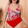 Maillots de bain pour femmes 2024 Maillot de bain rétro imprimé Grande taille 3 pièces Maillots de bain pour femmes Jupe Maillots de bain Bain