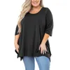 Women's Blouses Tunic Top For Women 3/4 Sleeve Blouse Purple Gray 3X Clothes Swing Womens Sexy Tops Summer