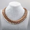 Punk Stijl Nieuwe Geometrische Uitsparing Rose Goud Cubaanse Ketting Mannen Populaire Dikke Kraag Acryl Vergulde Ketting Hip Hop Party