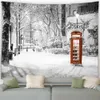 Winter Tapijt Bos Cederbomen Zonneschijn Wit Raam Natuur Landschap Kerst Muur Opknoping Thuis Woonkamer Slaapkamer Decor 240118