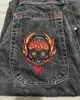 JNCO Jeans Y2K Heren Streetwear Harajuku Hip Hop Retro Schedel Geborduurde Baggy Jeans Gothic Hoge Taille Wijde Pijpen Broek 240124