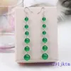 Dangle Earrings Jade Bead Charms Jewelryチャームアミュレットファッション彫刻本物の女性925シルバーギフトチャイニーズストーンエネルギー緑の自然