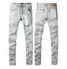 Diseñador para hombre Pantalones vaqueros morados High Street Ksubi Hip Hop Rip Hole Stack Patch Denim Pierna recta Empalme de moda Hacer viejos pantalones casuales para correr al aire libre