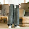 Ogólne spodnie Tradycja swobodne jesienne spodnie szerokokątne spodnie Harajuku Corduroy Streetwear Proste spodnie męskie elastyczne talia luźne 240123