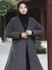 Trenchs de femmes Johnature Femmes Style Chinois Lin Hiver Long Parkas Couleur Solide Bouton Col V Manches 2024 A-Line Chaud