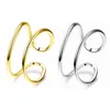 Cluster Rings Women's Minimalist Simple Stylish Two Row Thin Copper Glossy Open Ring Band Female Trendy Accessories Geometric Gift