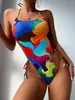 Women's Swimwear Tie Dye Swimsuit Women One Piece Beach Sexy Summer Female Vintage Bathing Suit