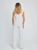 Jumpsuits Women Summer Rompers Square Neck Plain Sleeveless Daily Casual Wide Leg Long Office Lady 240125