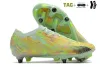 Chaussures de football Botte de football blanc collé à peine vert jaune Pack Cleat Édition limitée Crampons Mbappe Zoom Tous tricotés imperméables jeunesse GS Sports taille 39-45 avec SOCKS