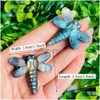 Konst och hantverk gåva Natural Mineral Stone Carving Labradorite Dragonfly Crystal Quartz Figurine Healing Gem Reiki Home Decoration D DHZFI