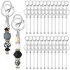 Porte-clés 24 pcs barres de porte-clés perlées en vrac pour perles bricolage métal blanc perlé artisanat de perles