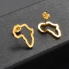 Mini África Mapa Brincos 14k Ouro Amarelo Brincos Africanos Pequenos Ornamentos Étnicos Tradicionais