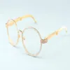 19 new luxury round frame diamond glasses frameT19900692retro fashion decorative glasses frame natural White horns mirror legs orn295n