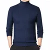 Men's Sweaters Knitted Top Sweater Holiday Knit Long Sleeve Medium Stretch Solid Color Turtleneck Brand