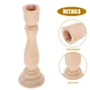 Candle Holders 2pcs Wood Pillar Stand Rustic Wooden Taper Holder Desktop Candlestick